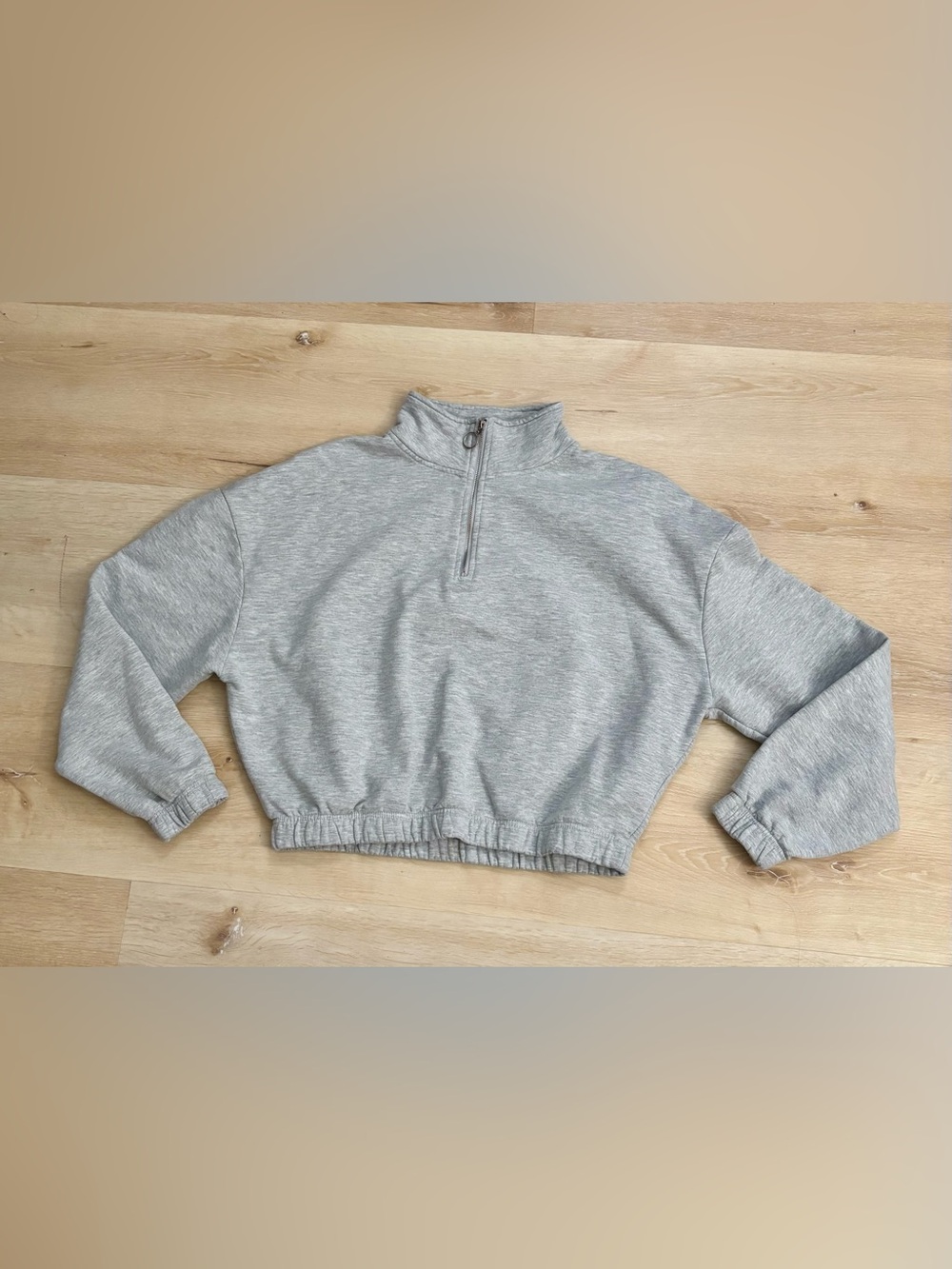 Bik Bok Cropped Half-Zip Pullover Sweatshirt - Heather Gray